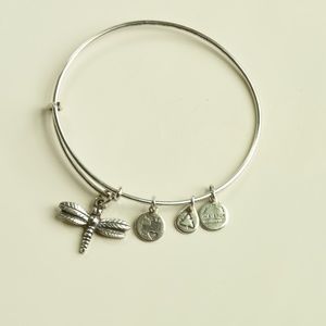 Alex and Ani Silver Dragonfly Charm Bangle Bracelet